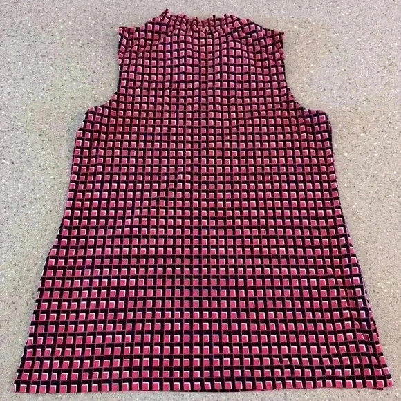 Michael Kors Blouse Women's Coral/Black Sleeveless Tank Top Shirt Medium Career - Picture 5 of 7